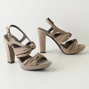 Anthropologie Miss Albright Double Knotted Heels Open Toe Sandals sizes 38 & 40